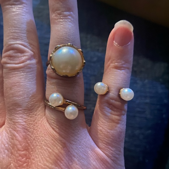 Costume “Pearl” Rings - Set of 3 - Picture 1 of 5